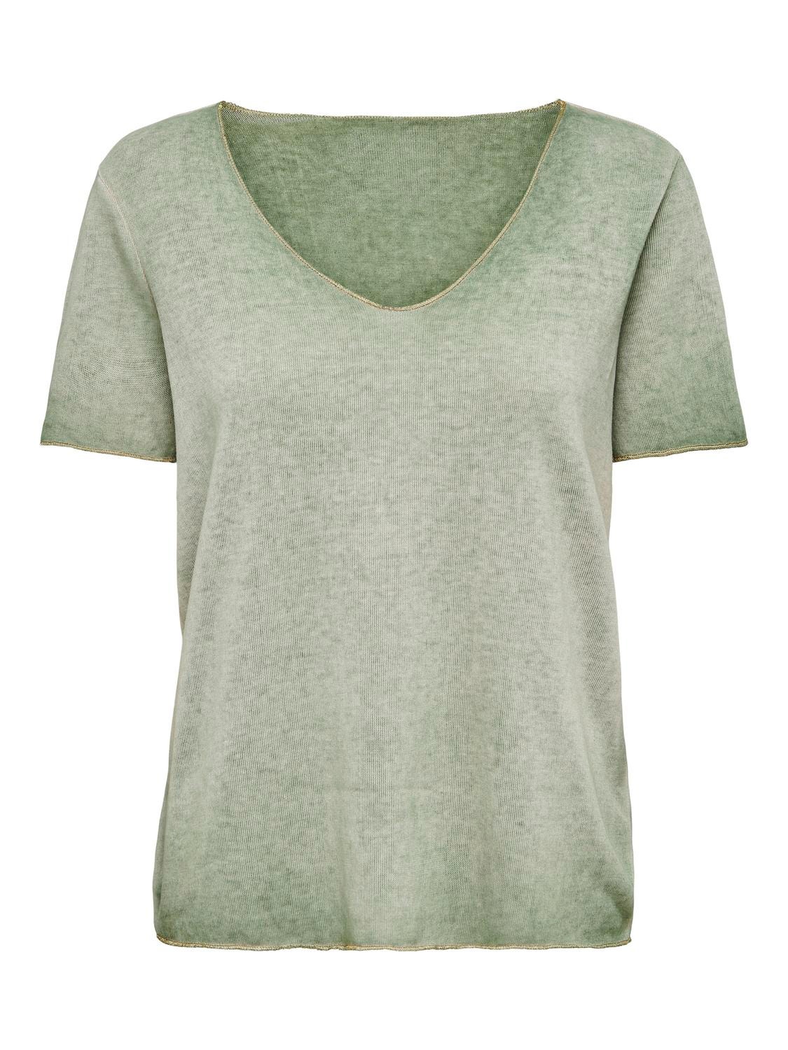 ONLY V-NECK TOP WITH SHORT SLEEVES -Winter Moss - 15299640