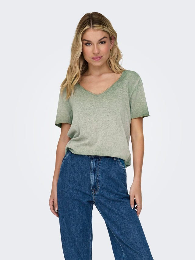 ONLY V-NECK TOP WITH SHORT SLEEVES - 15299640