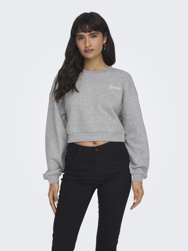ONLY Cropped o-neck sweatshirt - 15299677