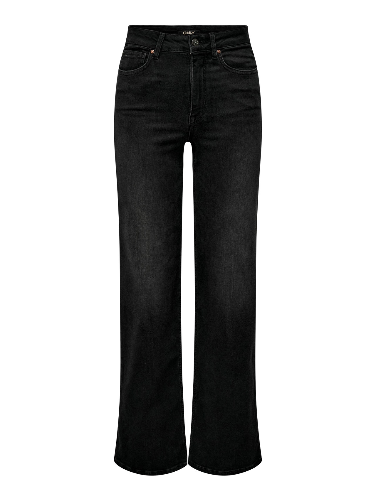 ONLY Wide leg fit High waist Jeans -Washed Black - 15299796