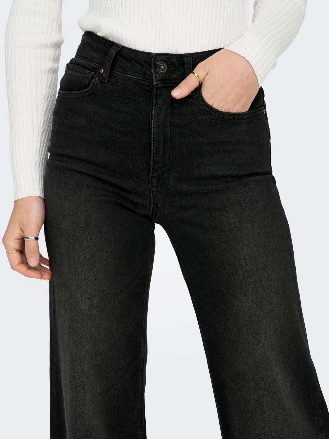 ONLY Jeans Wide Leg Fit Taille haute -Washed Black - 15299796