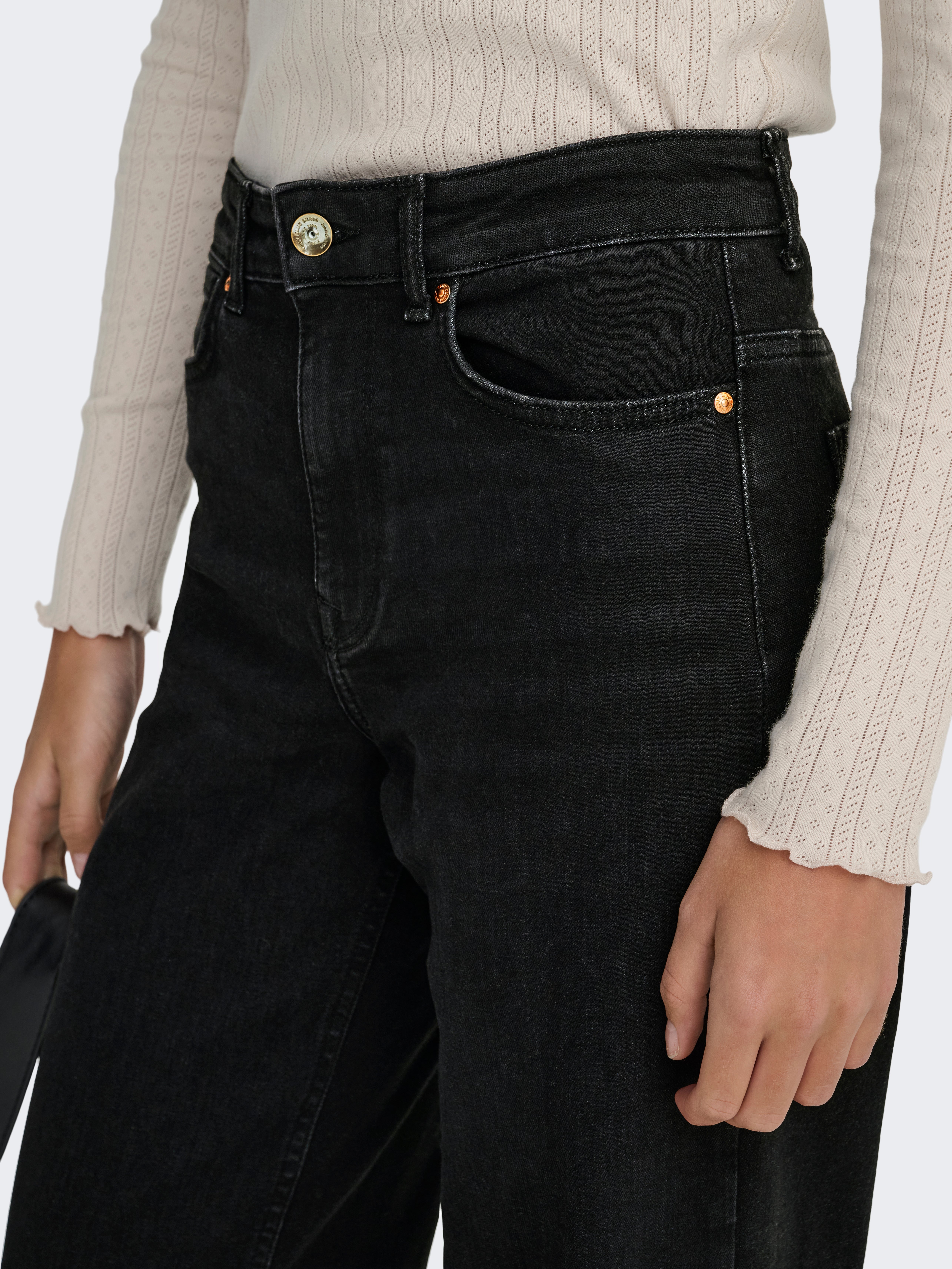 ONLMADISON Hohe Taille Weiter Beinschnitt Jeans | Schwarz | ONLY®
