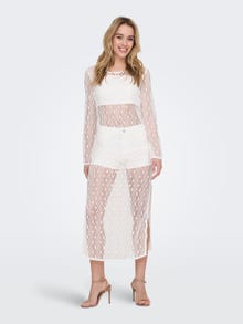 ONLY Normal geschnitten Rundhals Langes Kleid -Antique White - 15299888