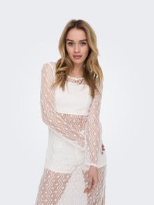 ONLY Regular Fit O-hals Lang kjole -Antique White - 15299888