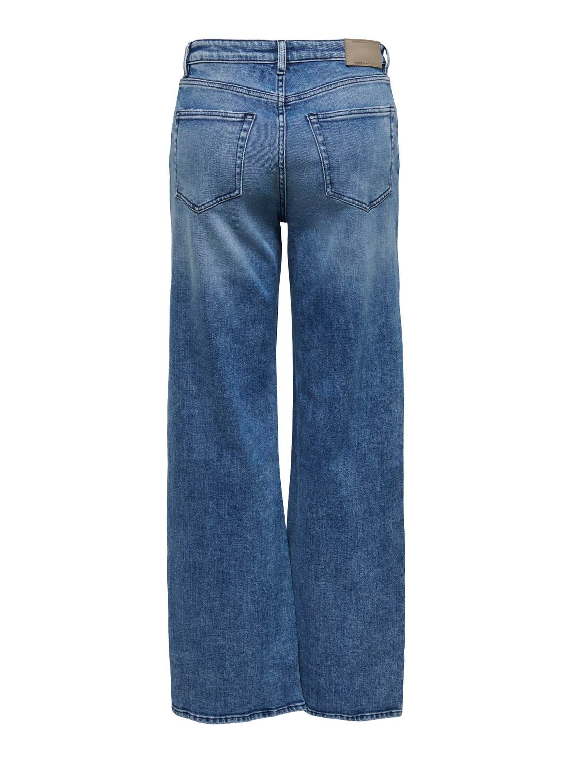 ONLY Weiter Beinschnitt Hohe Taille Jeans -Medium Blue Denim - 15300111