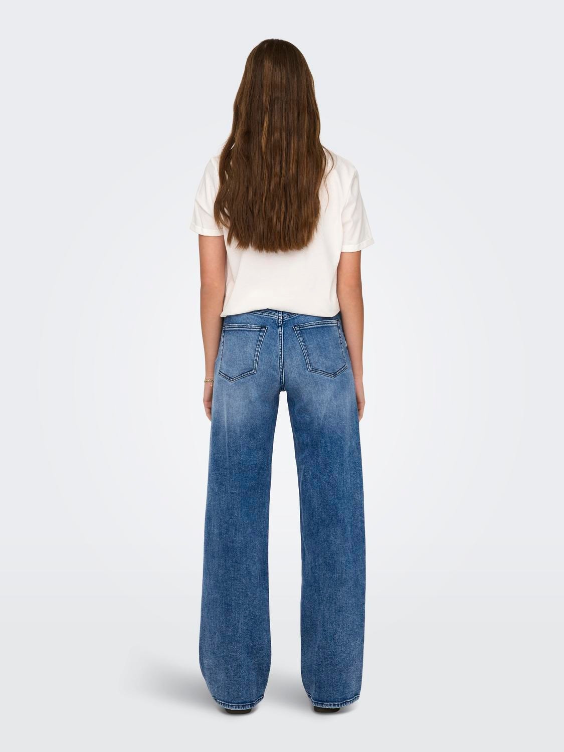ONLY Jeans Wide Leg Fit Taille haute -Medium Blue Denim - 15300111