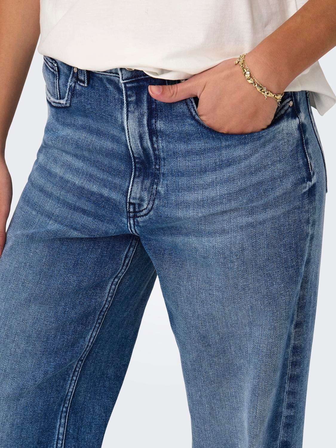 ONLY Wide Leg Fit Høy midje Jeans -Medium Blue Denim - 15300111