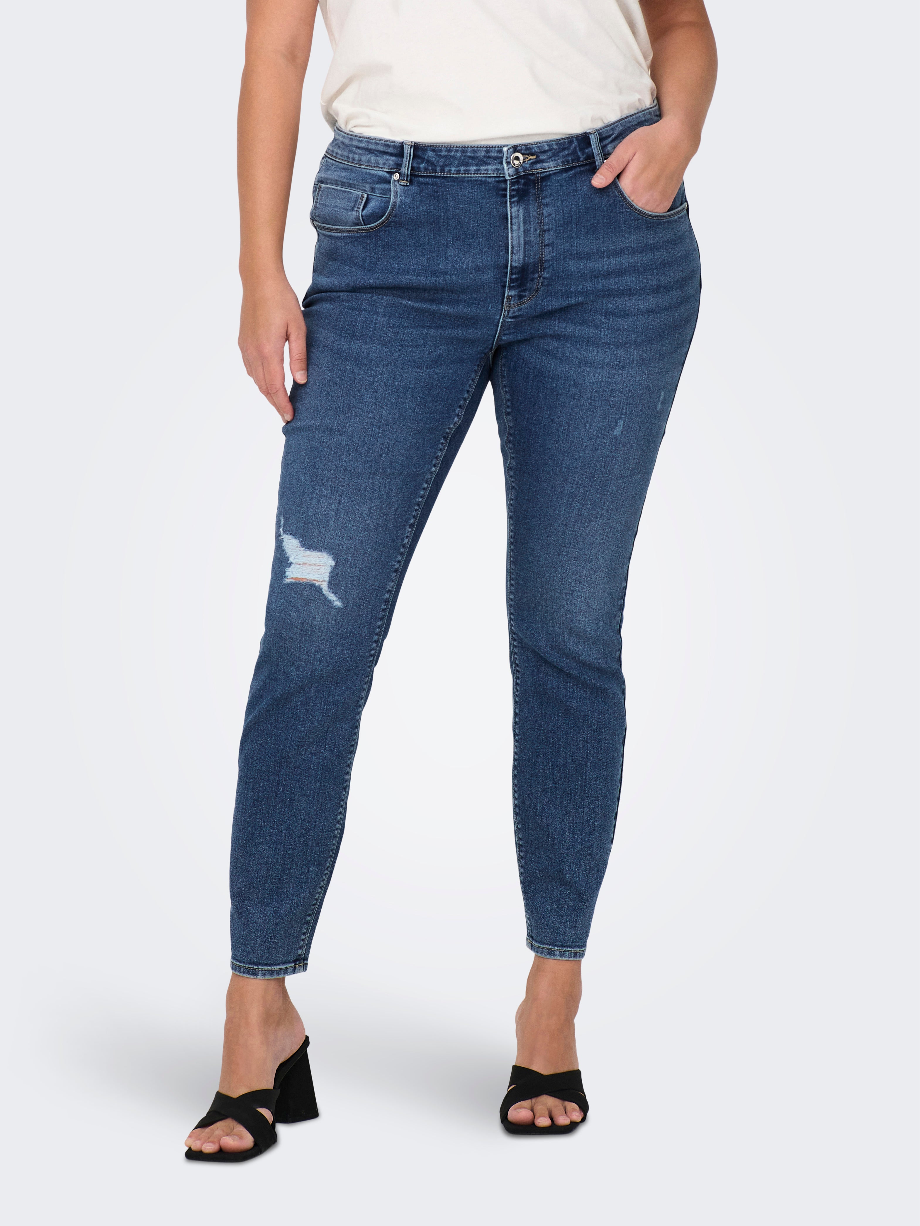 Jeans ONLY Carmakoma Per Donna - Vita Media, Vestibilità Comoda, Orlo Aperto, Tasche Pratiche