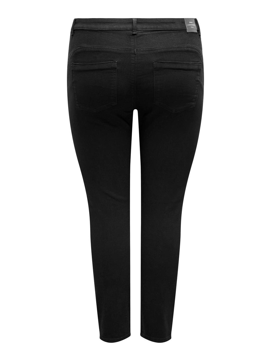 ONLY Cardaisy regular waist push up skinny ankle jeans -Black Denim - 15300125