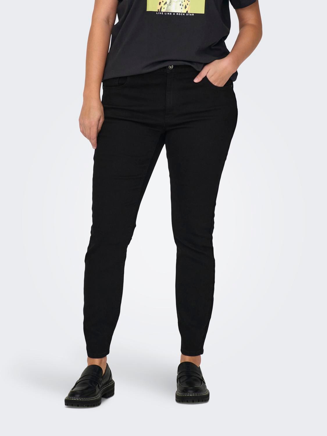 ONLY Skinny Fit Medelhög midja Jeans -Black Denim - 15300125