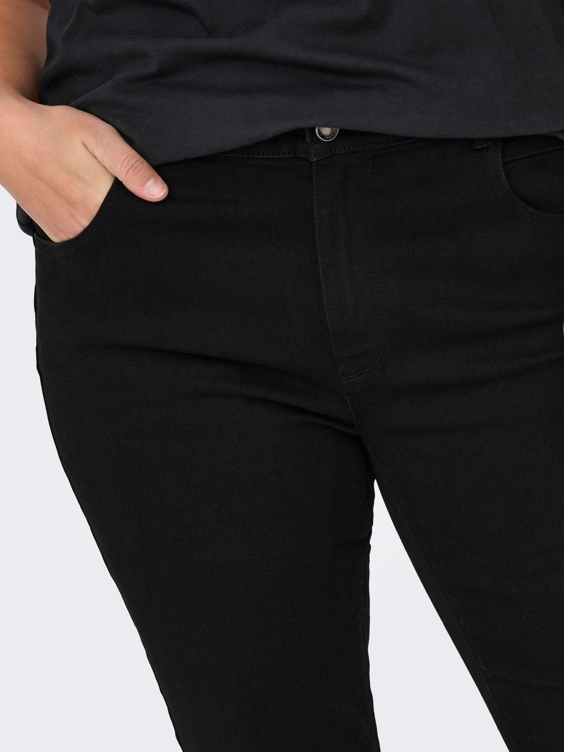 ONLY Cardaisy regular waist push up skinny ankle jeans -Black Denim - 15300125