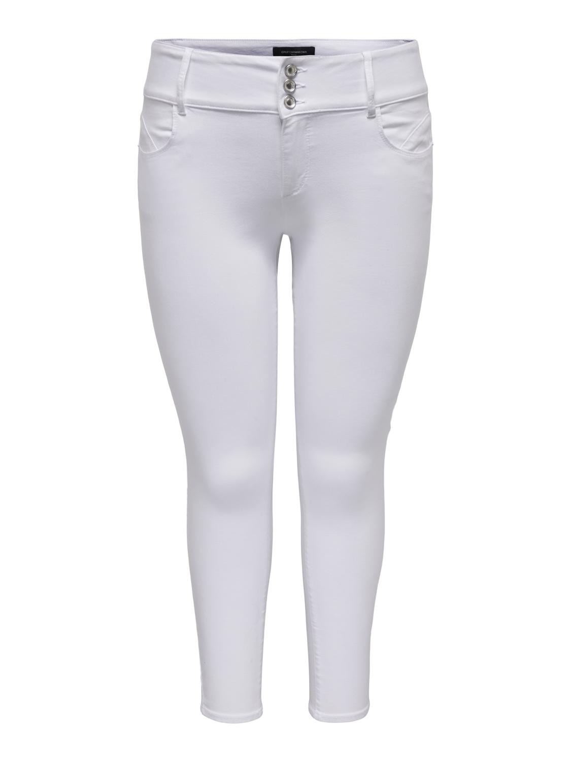 ONLY CARAnna Regular Waist Skinny Jeans -White - 15300156