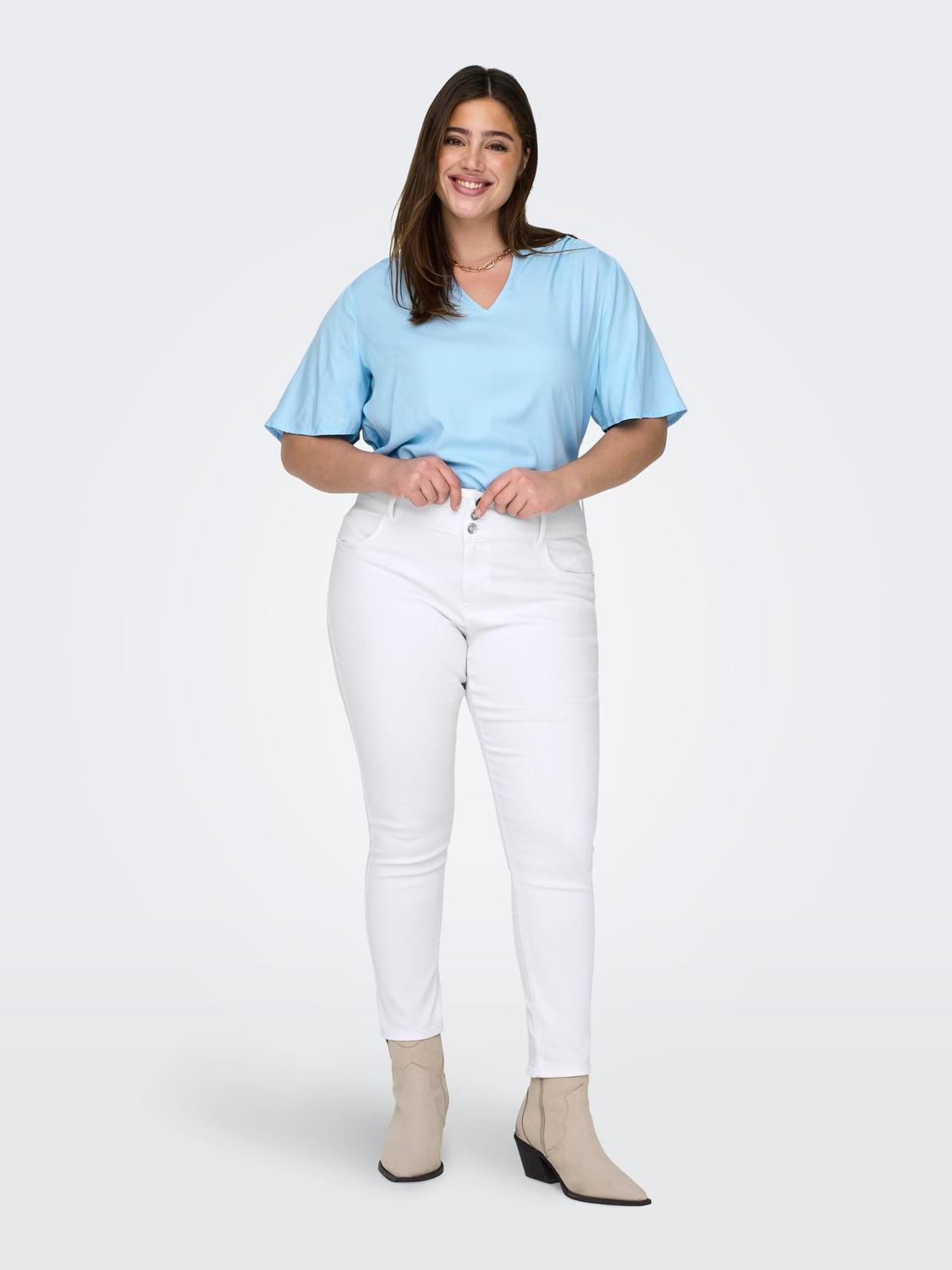 ONLY CARAnna Regular Waist Skinny Jeans -White - 15300156