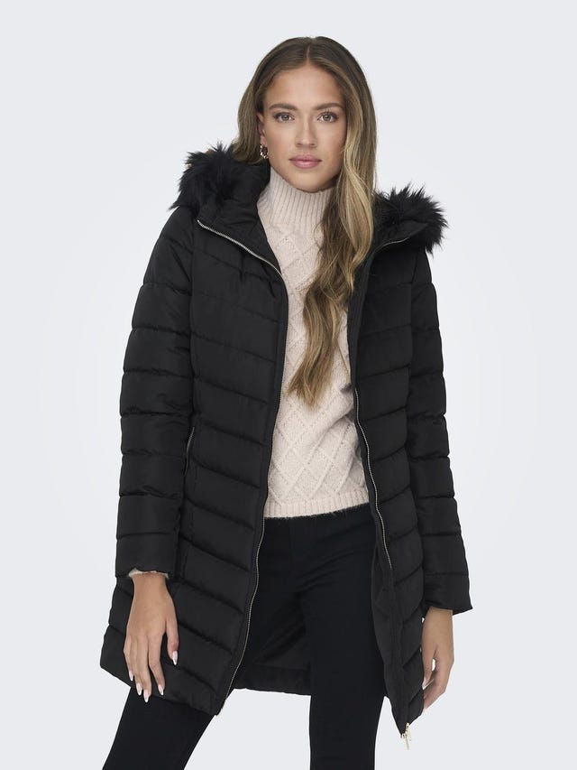 Veste longue style manteau pour femme (Vetement saison automne hiver) -  Couleur noir