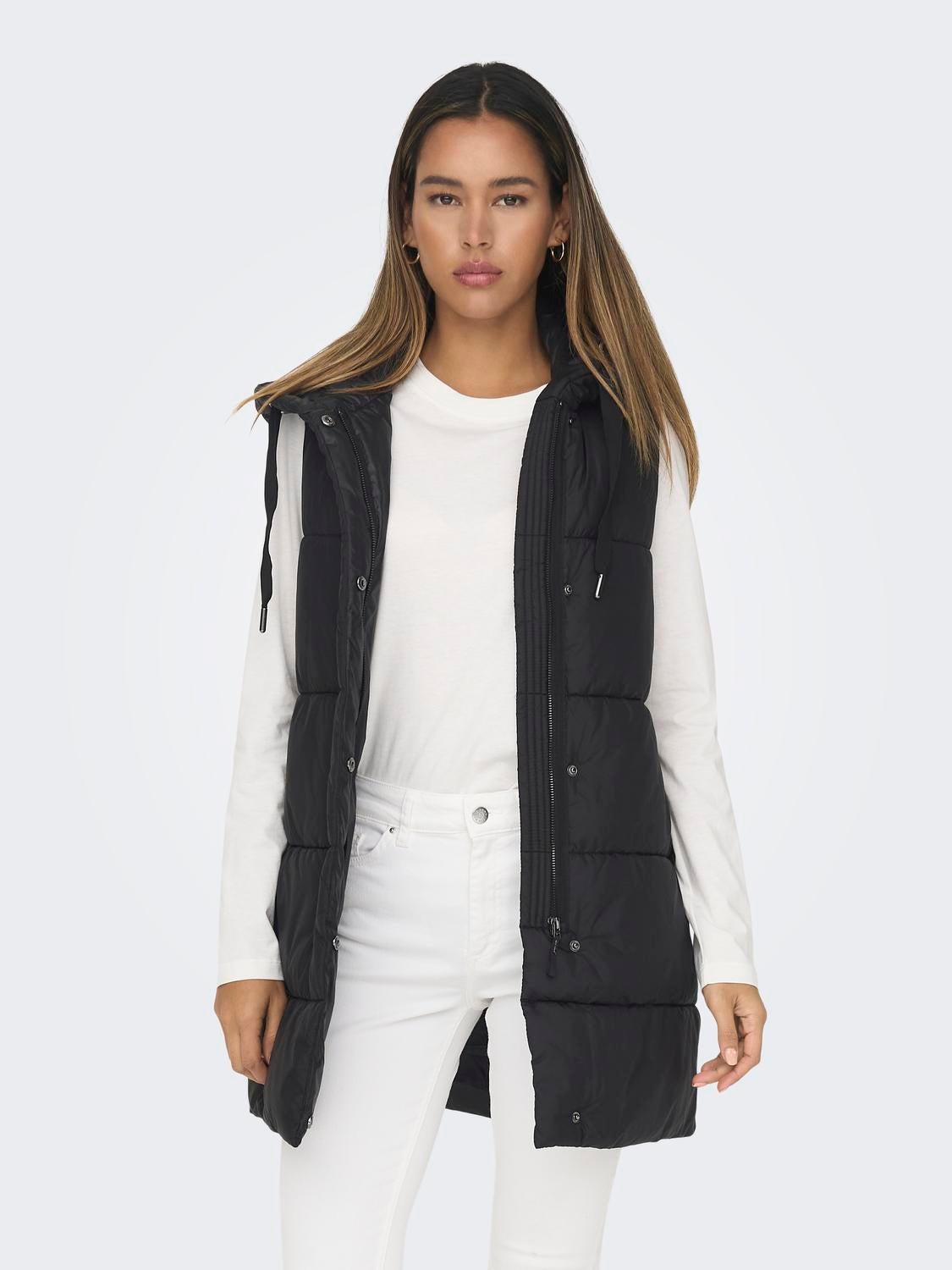 Ladies black store puffer vest