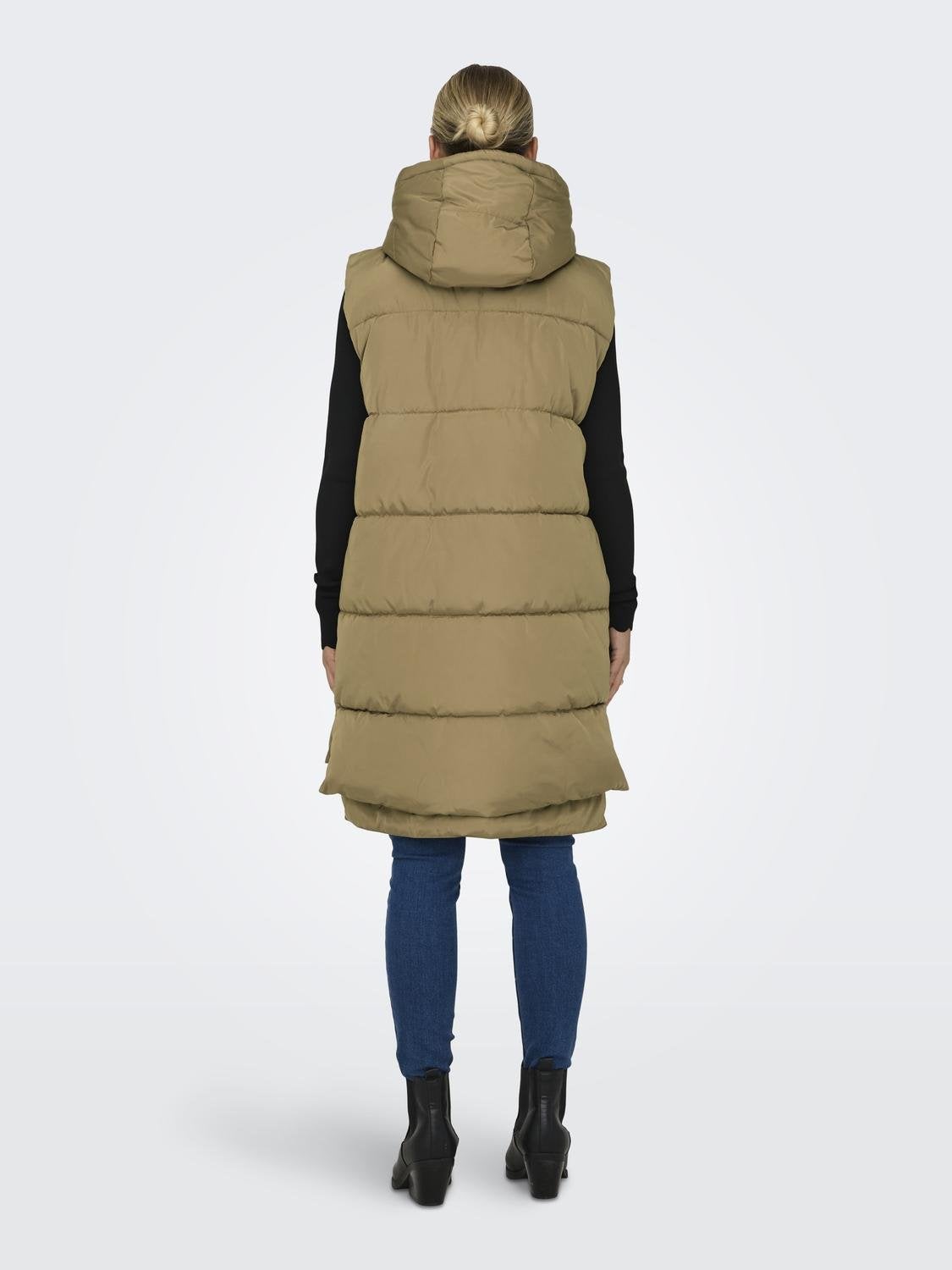 Hooded puffer vest | Light Brown | ONLY®