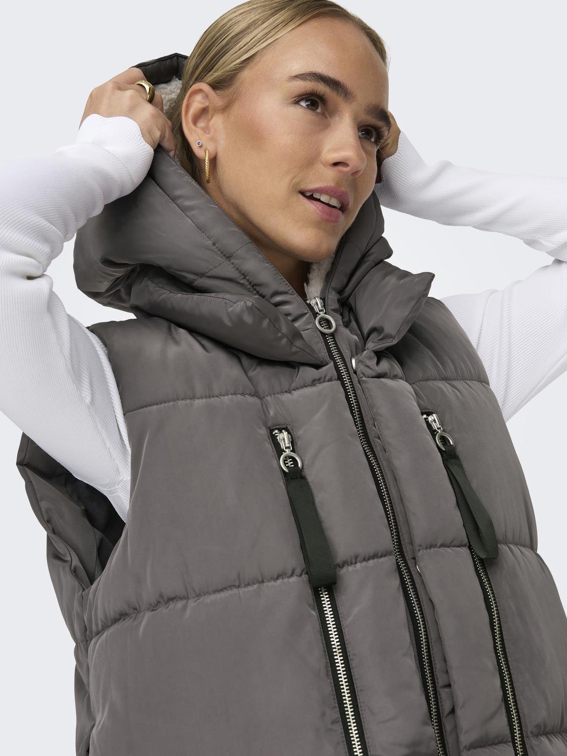 Hooded puffer vest | Dark Grey ONLY® 