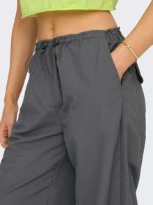 ONLY Pantalons Straight Fit Taille moyenne Élastique -Dark Grey - 15300275