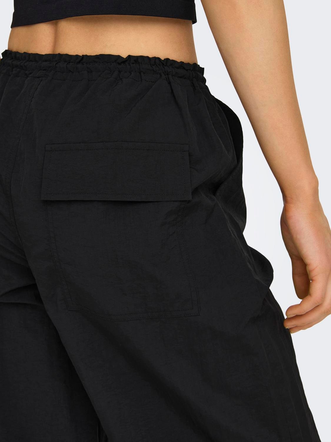 ONLY Straight fit bukser med elastisk talje -Black - 15300275