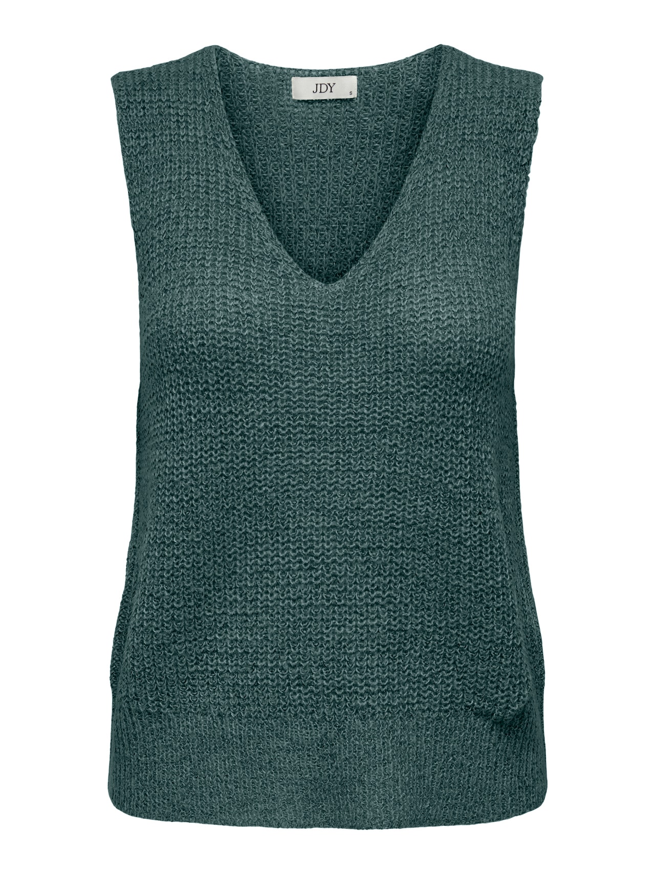 Knitted vest with v-neck, Dark Turquoise