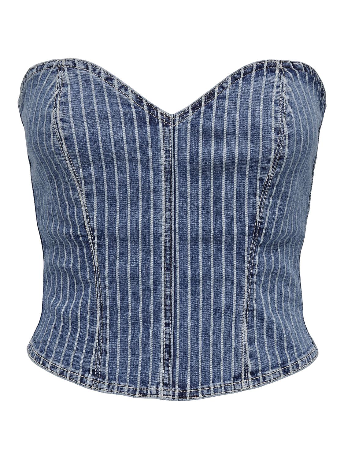 ONLY Bodycon fit Strapless Top -Light Blue Denim - 15300446