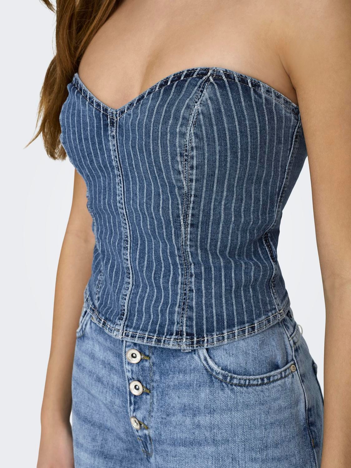 ONLY Denim corset top -Light Blue Denim - 15300446