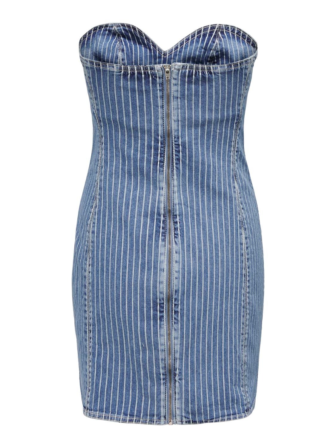 ONLY Bodycon fit Strapless Korte jurk -Light Blue Denim - 15300458