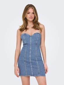 ONLY Bodycon Fit Strapless Short dress -Light Blue Denim - 15300458