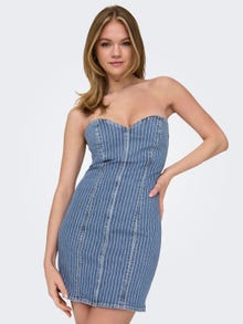 ONLY Bodycon fit Strapless Korte jurk -Light Blue Denim - 15300458