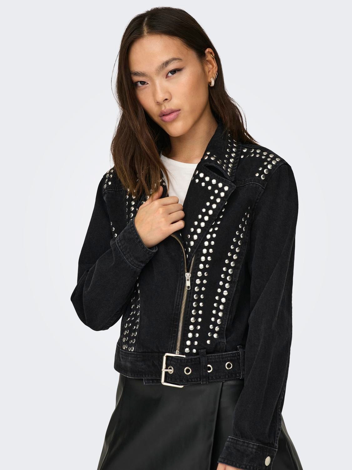 ONLY Spread collar Buttoned cuffs Jacket -Black - 15300529