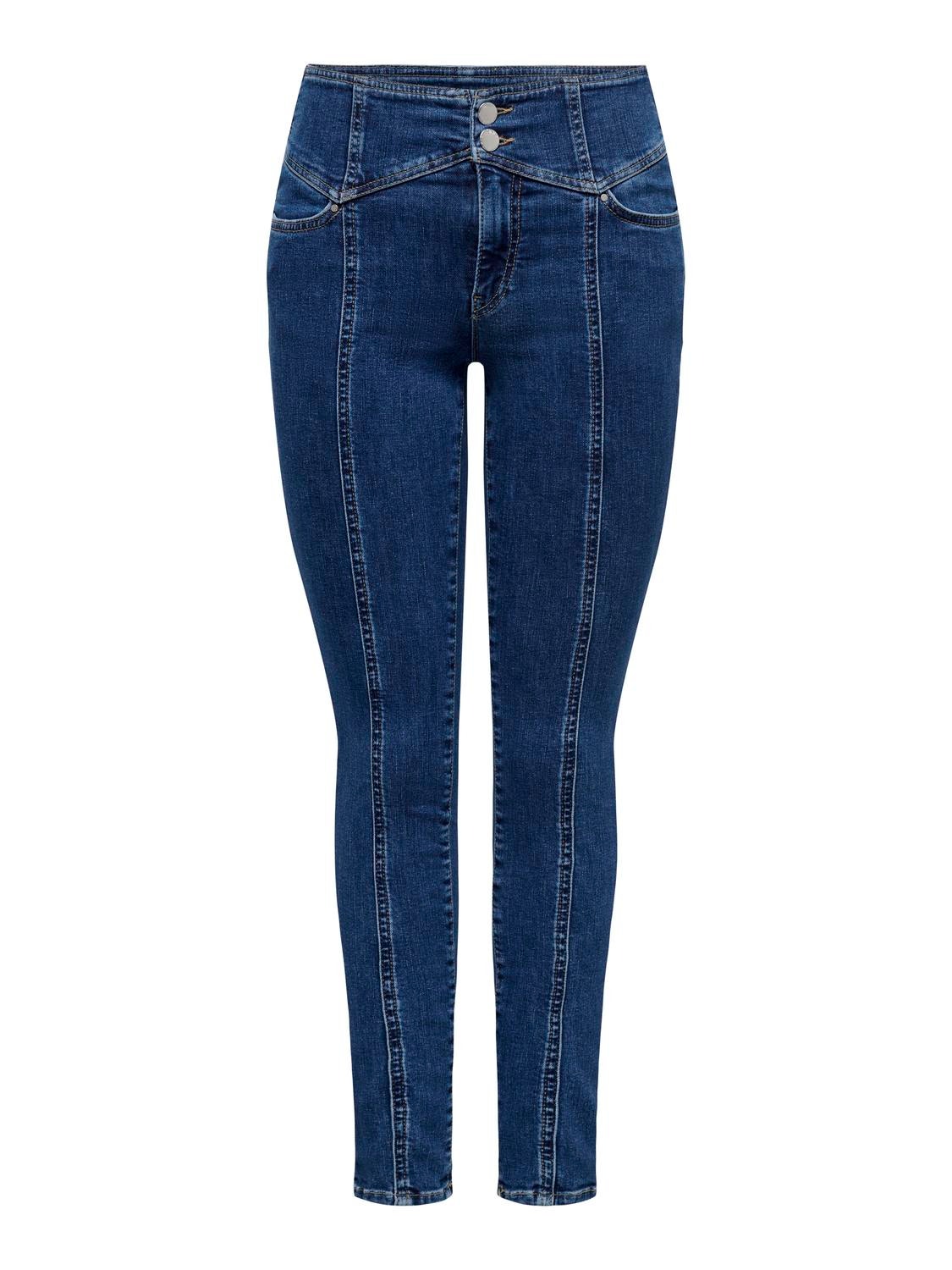 ONLY Skinny Fit Høy midje Jeans -Dark Blue Denim - 15300533