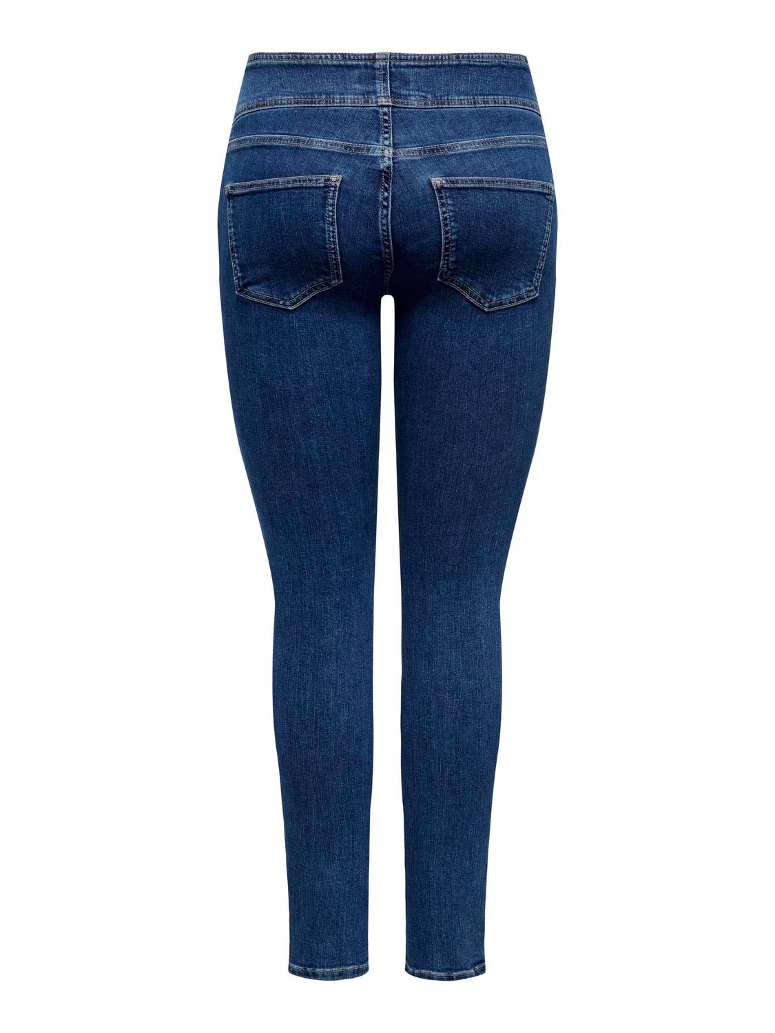 ONLY Skinny Fit Hohe Taille Jeans -Dark Blue Denim - 15300533