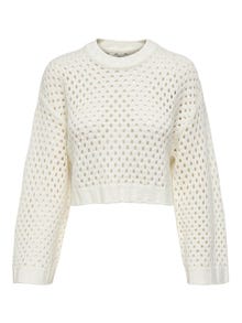 ONLY Regular Fit Round Neck Dropped shoulders Pullover -Marshmallow - 15300575