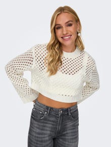 ONLY Regular Fit Round Neck Dropped shoulders Pullover -Marshmallow - 15300575