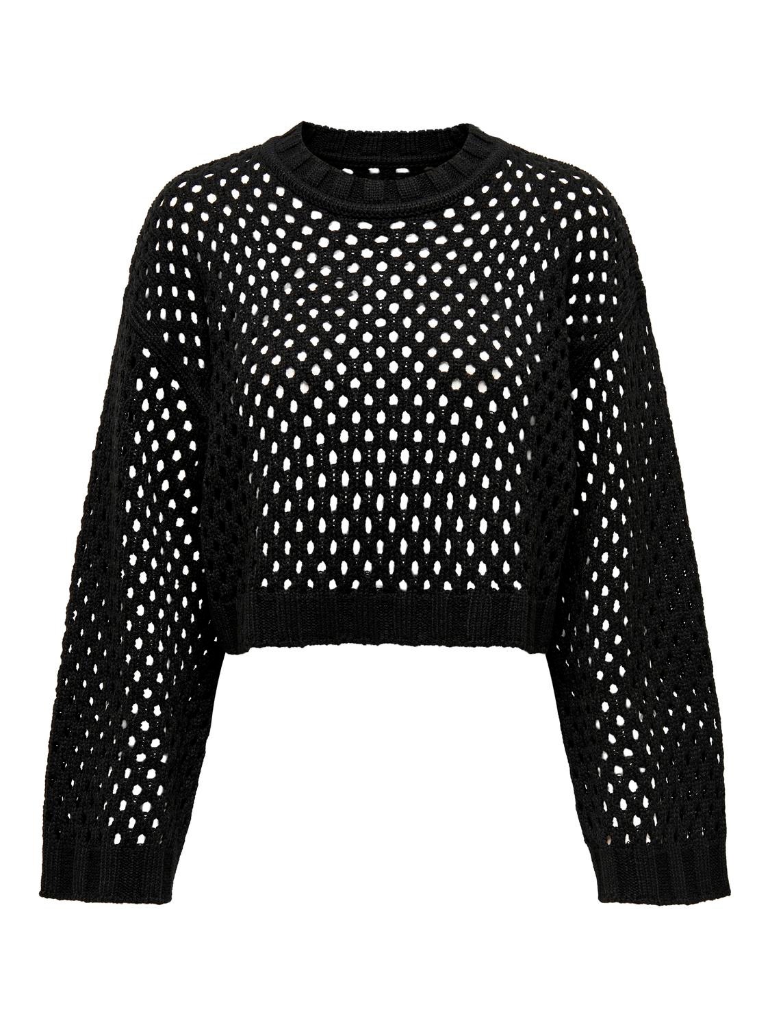 ONLY Regular Fit Round Neck Dropped shoulders Pullover -Black - 15300575