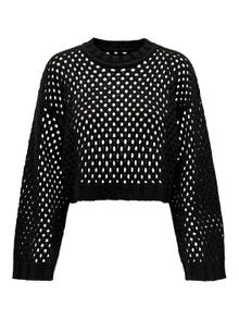 ONLY Regular Fit Round Neck Dropped shoulders Pullover -Black - 15300575