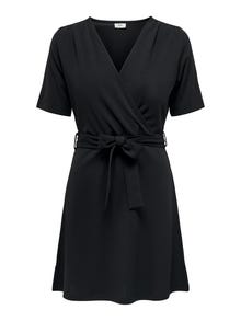 ONLY Mini v-neck wrap dress -Black - 15300588