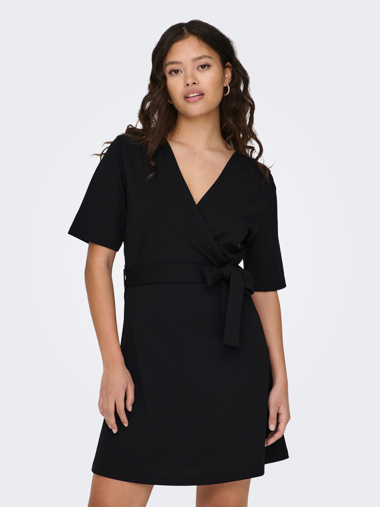 ONLY Loose Fit V-Neck Short dress -Black - 15300588