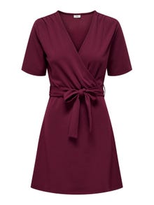 ONLY Mini v-neck wrap dress -Windsor Wine - 15300588