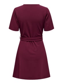 ONLY Loose Fit V-Neck Short dress -Windsor Wine - 15300588