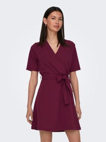 ONLY Loose fit V-hals Kort kjole -Windsor Wine - 15300588
