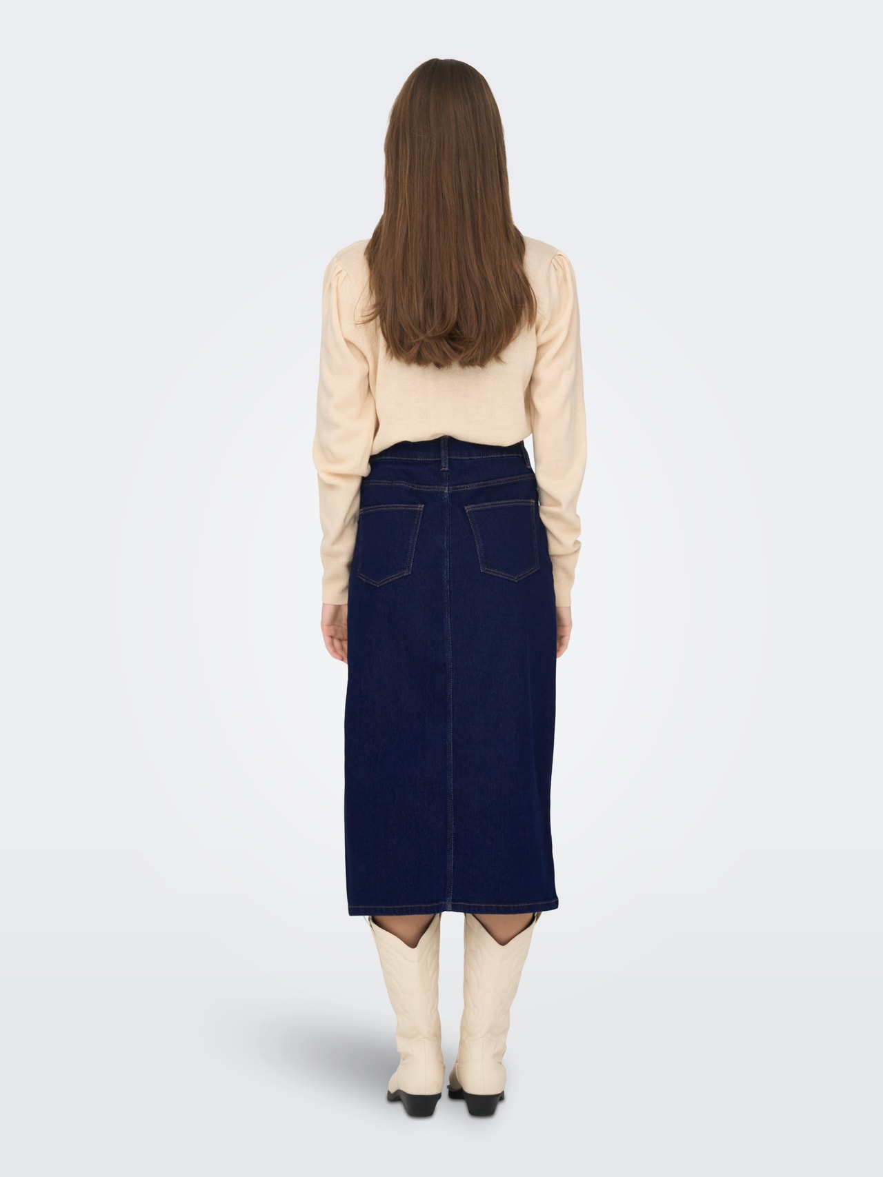 ONLY Long skirt -Dark Blue Denim - 15300608