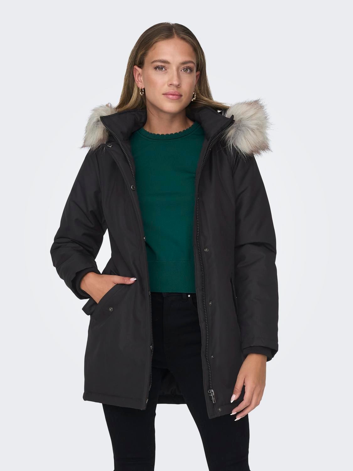 Ladies fur deals lined parka