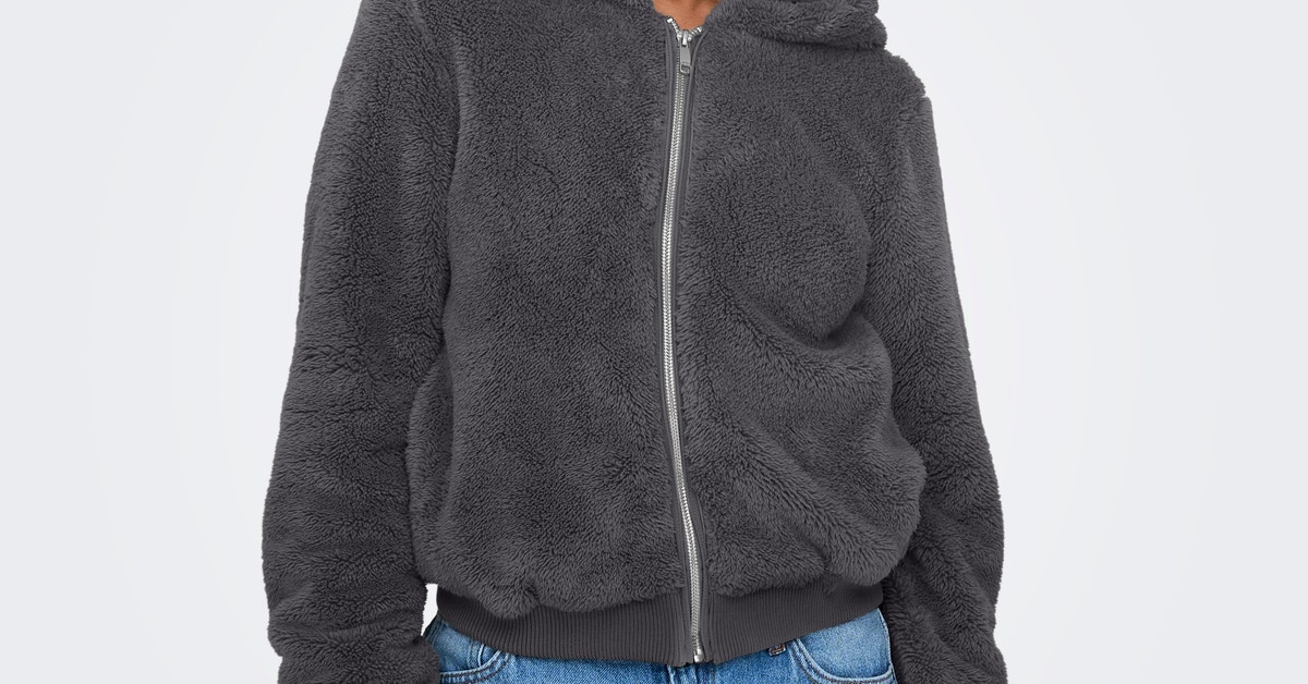 ELFIN Lange capuchontrui voor dames, ritssluiting, hoodie, herfst, winter, sweatjack met ritssluiting, lichtgrijs., L