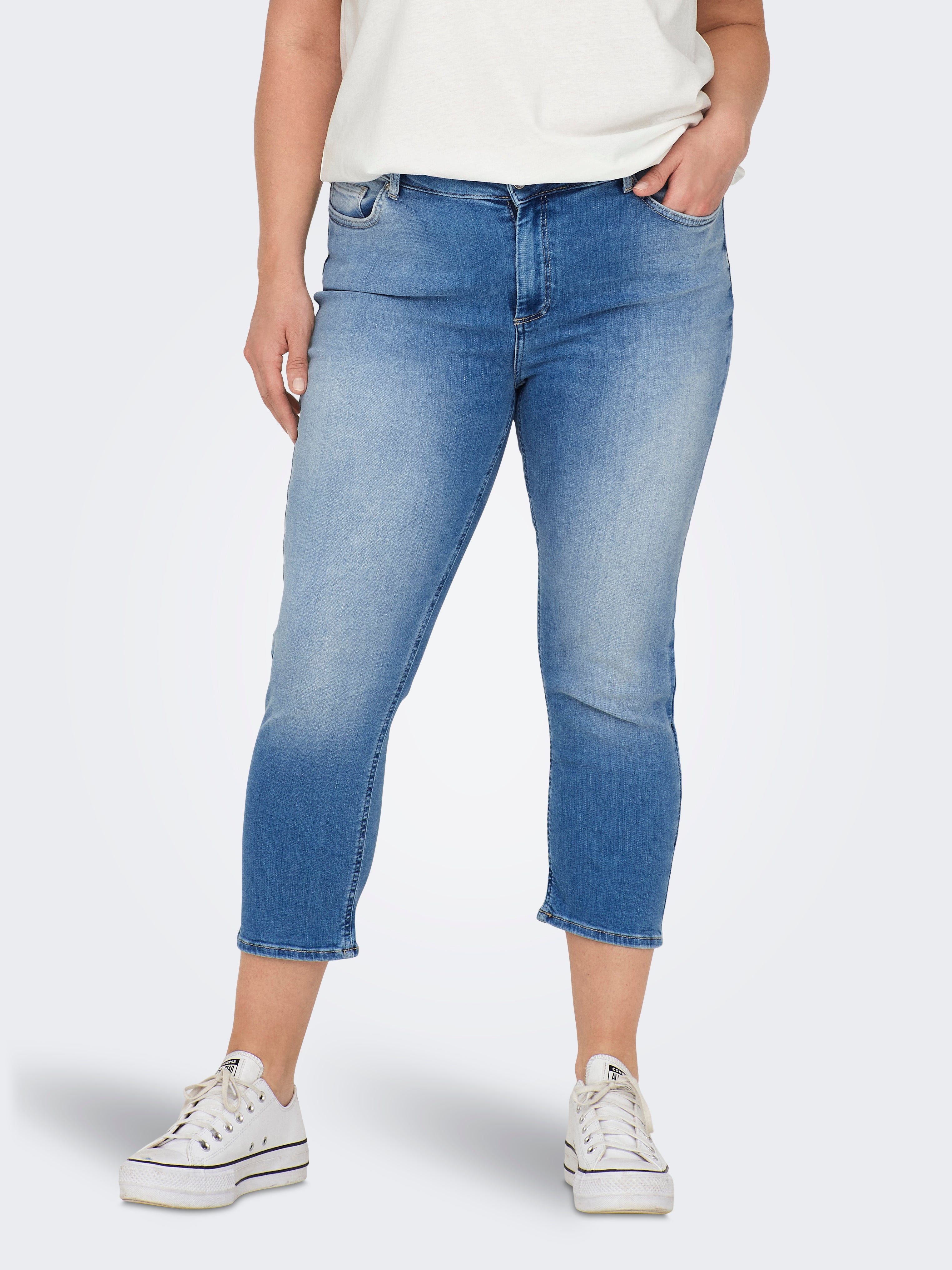 Thumbnail - Carwilly Mittlere Taille Capri Skinny Fit Jeans