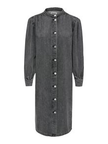 ONLY Standardno pristajanje O-vrat Zakopčane manžete Balon rukavi Midi haljina -Medium Grey Denim - 15300770