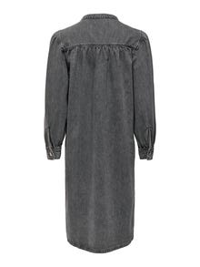ONLY Standardno pristajanje O-vrat Zakopčane manžete Balon rukavi Midi haljina -Medium Grey Denim - 15300770