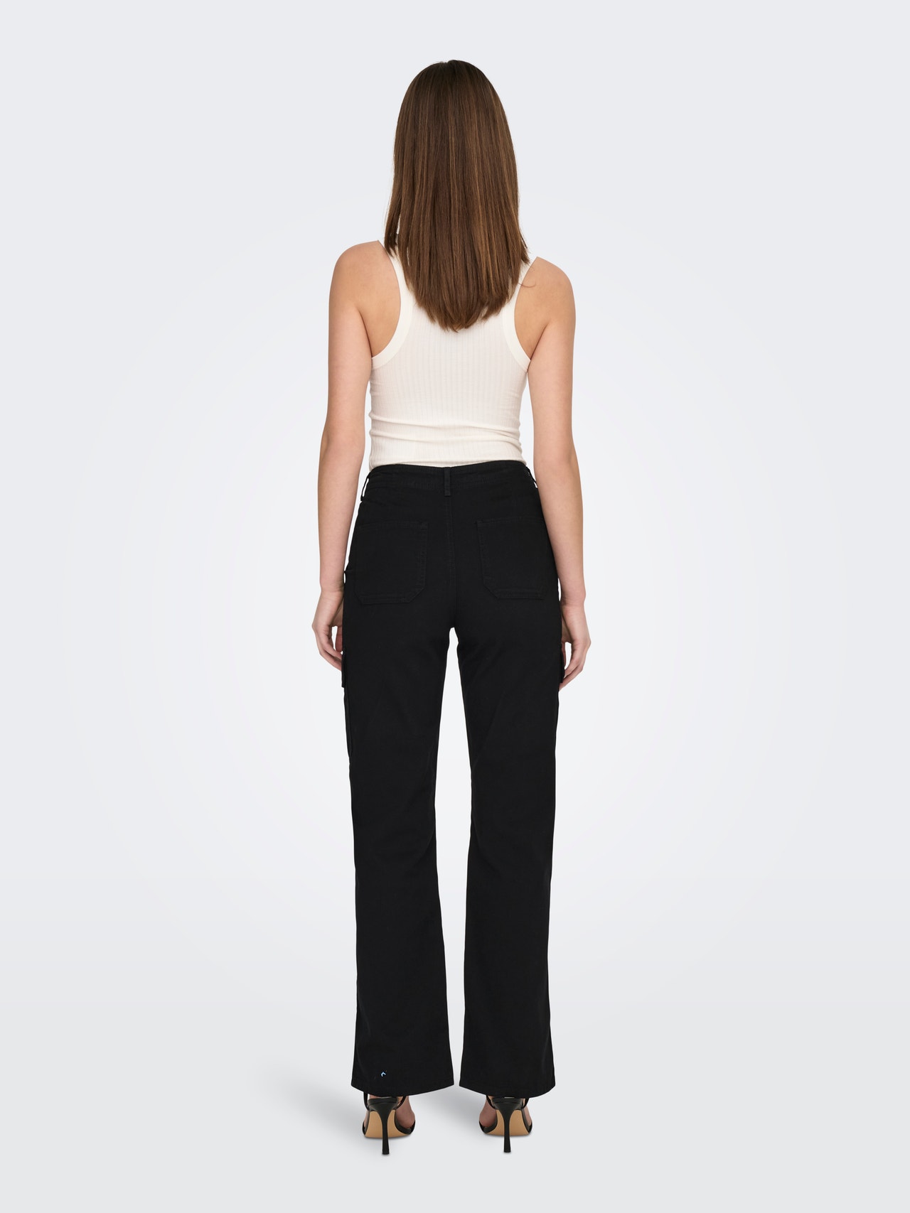 ONLY High waisted cargo trousers -Black - 15300808