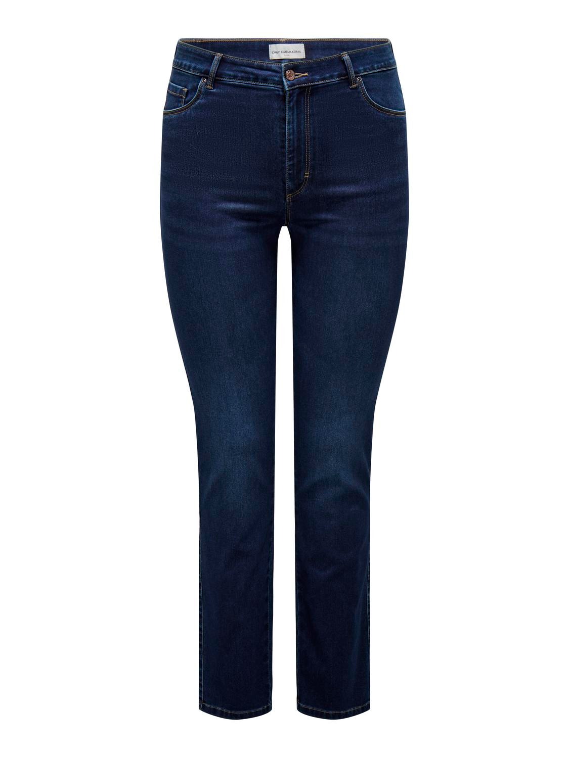 ONLY CARAUGUSTA High Waist STRAIGHT Jeans -Dark Blue Denim - 15300925