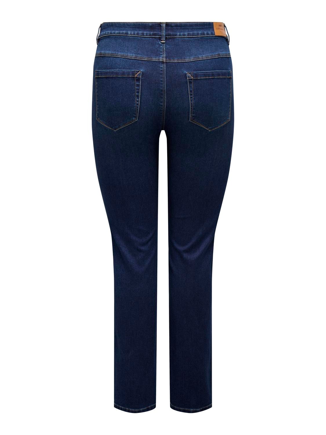 ONLY Jeans Straight Fit Taille haute -Dark Blue Denim - 15300925